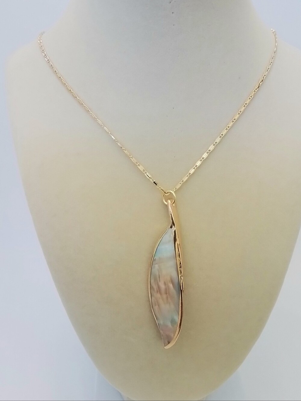 Long Oval Abalone Charm Necklace